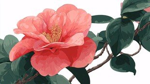 娇艳山茶花绽放枝头