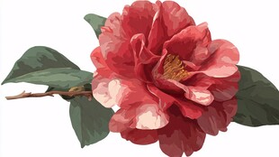 艳丽山茶花绽放枝头