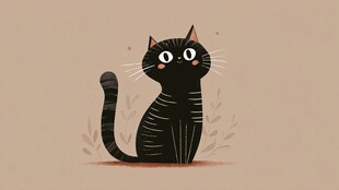 可爱黑猫插画