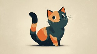 可爱三色猫插画