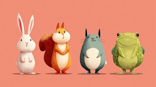 可爱动物排队萌趣登场