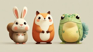 三只可爱卡通小动物