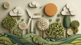 纸艺风格的自然景观