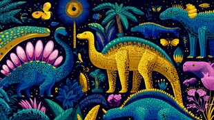 梦幻恐龙世界的奇幻图景