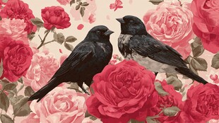 双鸟栖于繁花间