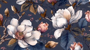 复古风玉兰花花卉图案