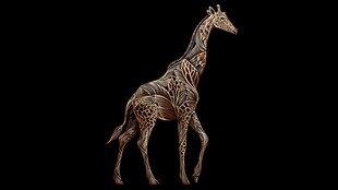 木雕长颈鹿艺术造型展示