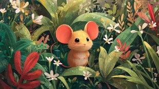 草丛中的可爱小老鼠