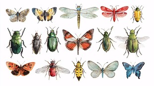 多彩昆虫集合图