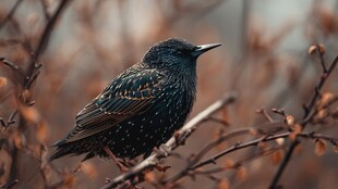 枝头的紫翅椋鸟