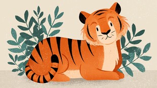 可爱躺卧小老虎插画