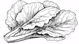 手绘白菜线条图