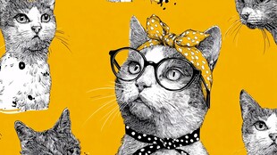 时尚猫咪插画图案设计