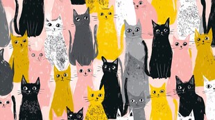 多彩猫咪图案 可爱风背景