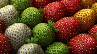 多彩草莓堆叠的视觉盛宴