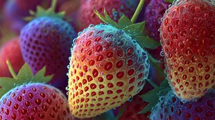 多彩草莓 水珠点缀的甜蜜诱惑