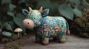 彩绘小牛摆件 自然风装饰