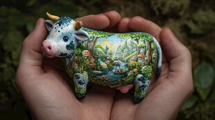 彩绘小牛摆件 精美手工艺品