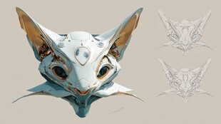 机械猫面具设计图展示