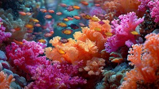 梦幻海底珊瑚与缤纷小鱼