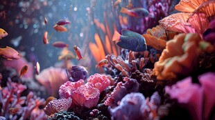 梦幻海底珊瑚与游鱼世界