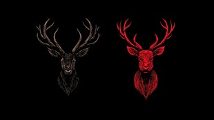 黑红双色鹿头艺术图案