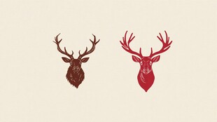 双鹿头简约徽标设计