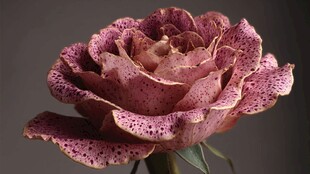 深粉斑点玫瑰特写