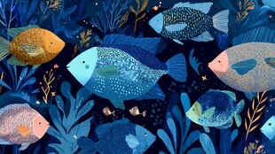 深海多彩鱼群的梦幻世界