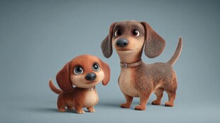 可爱双犬动画形象展示