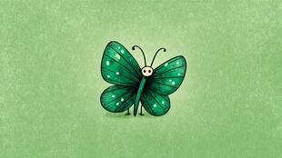 绿色梦幻蝴蝶插画图案