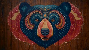 熊头图腾壁画 绚丽民族风