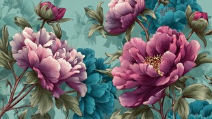 梦幻牡丹花卉图案背景