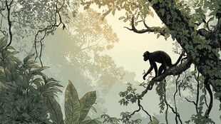 雨林中猴子的静谧瞬间