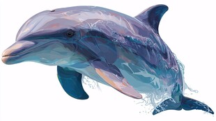 跃出水面的梦幻色彩海豚