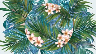 热带花卉与棕榈叶装饰画