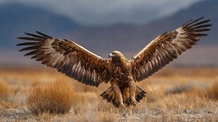 金雕展翅于旷野