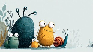 可爱外星小怪兽与蜗牛