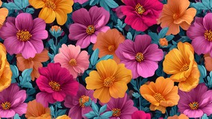 缤纷花卉图案 色彩绚丽