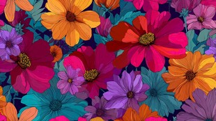 缤纷花卉图案 多彩视觉盛宴