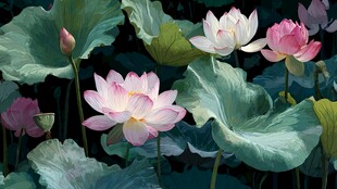 夏日荷花绽放美景