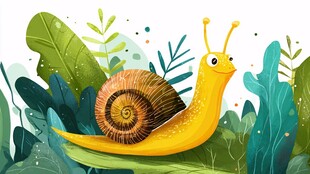 漫步草丛的可爱小蜗牛