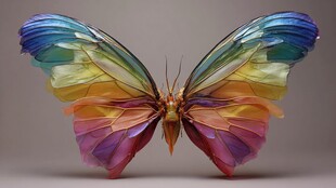 梦幻多彩蝴蝶展翅瞬间