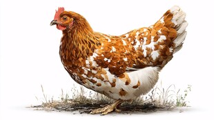 花斑母鸡站立姿态特写