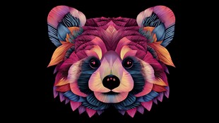 梦幻多彩熊头插画