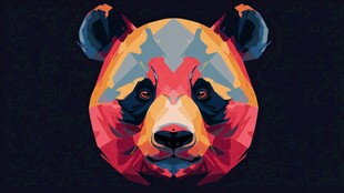 多彩几何风熊猫头像