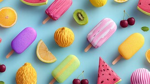 缤纷多彩的水果味冰品组合