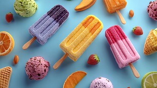 多彩美味冰淇淋与鲜果相伴