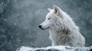 雪境中的孤傲白狼