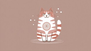 可爱条纹猫咪插画